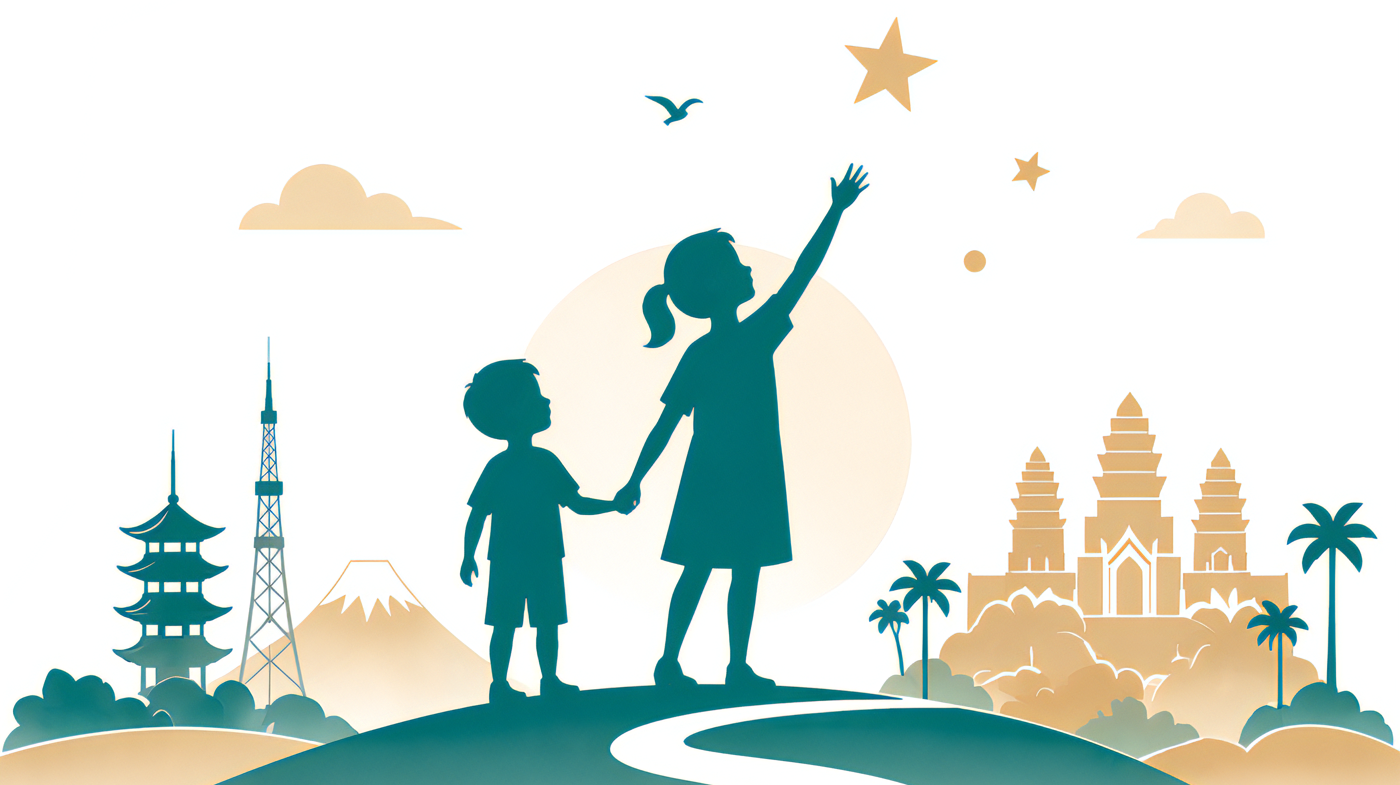 Children in Cambodia learning together